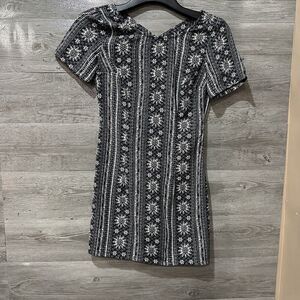 Hollister Blue White Floral Boho Dress Mini Above Knee Cross Back Zipper Side XS